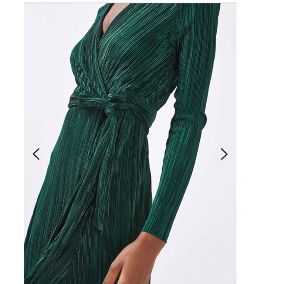 Topshop Green Pleated Dress - Picture 5 of 12